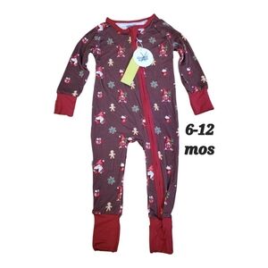 Kids Christmas PJ Long Zip Up Sleeper 6 - 12 Mos Sleepwear Toddler Baby Holiday
